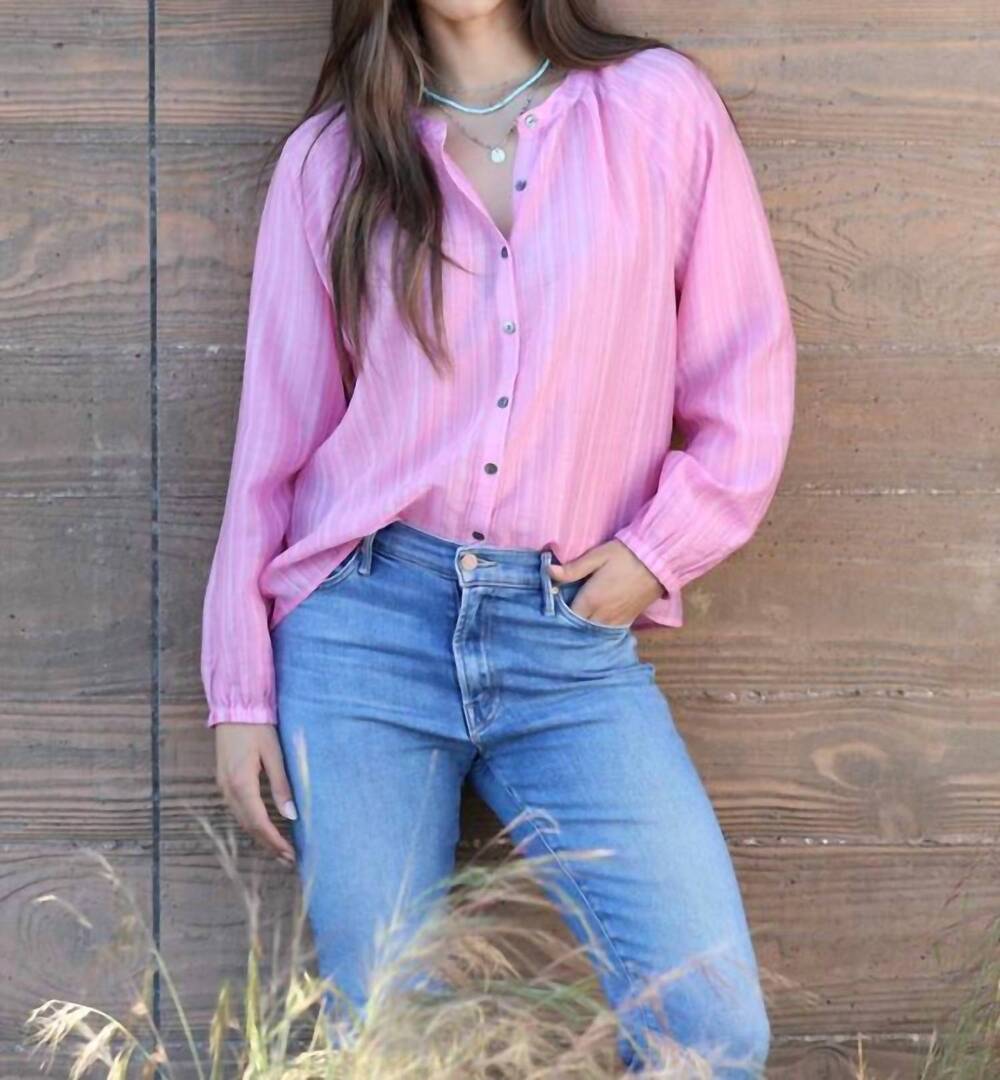 NEW DYLAN long sleeves textured stripe blouse in love pink
